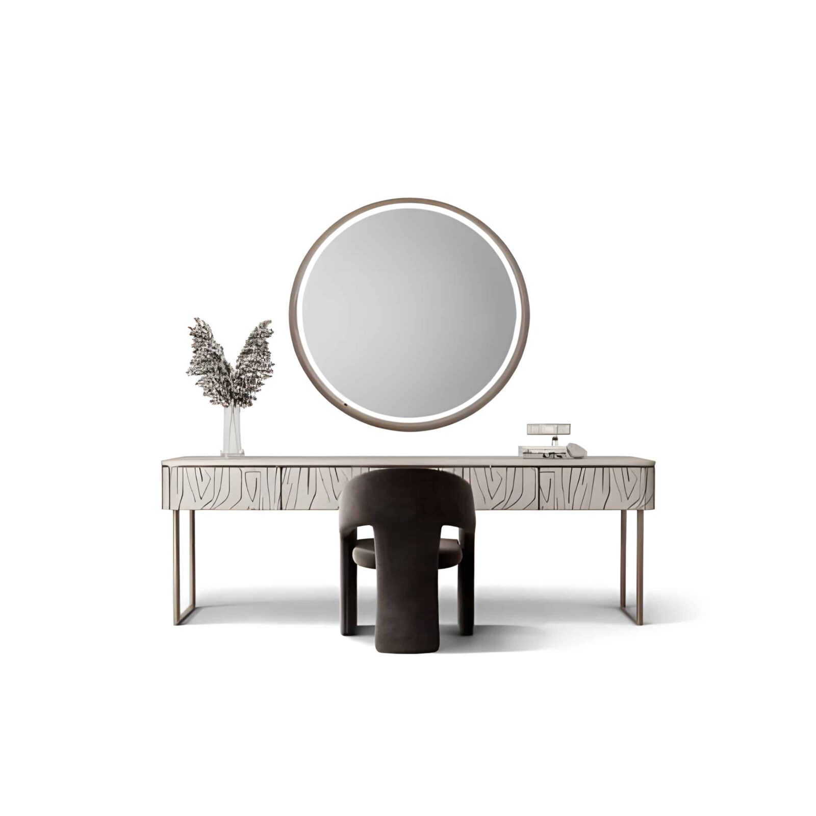 Bedroom Bed and Nightstand Set presented in a refined bedroom with corner room view