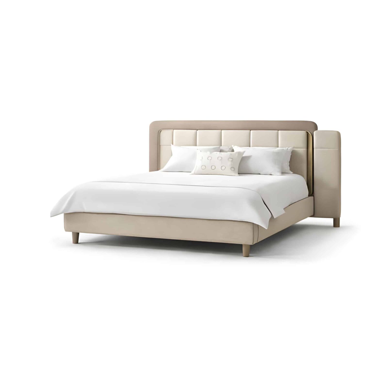 Bedroom Bed and Nightstand Set presented in a contemporary bedroom with neat side perspective