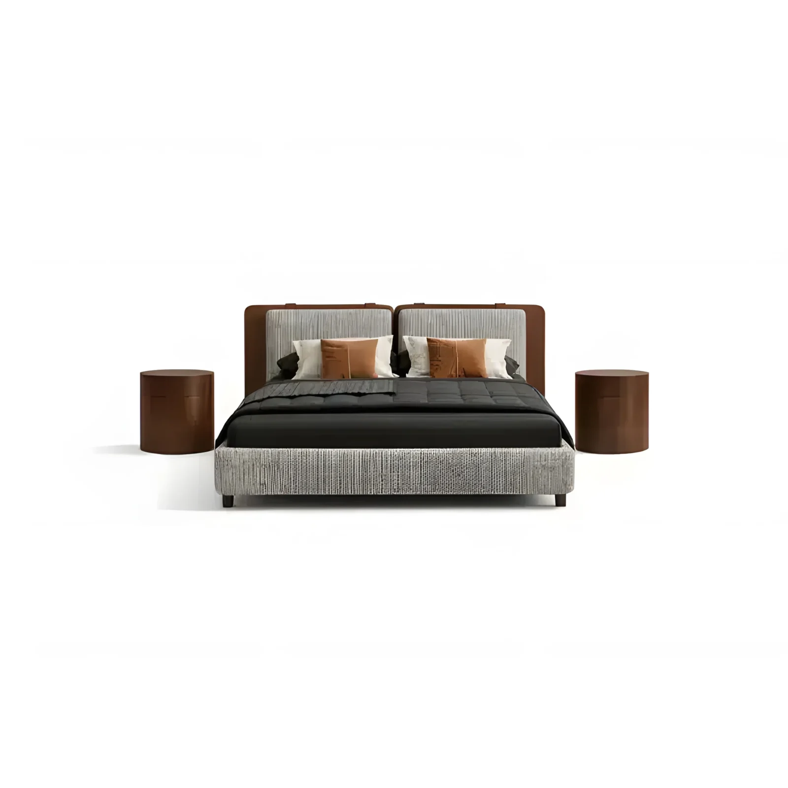 Rosa Bed and Nightstand Set presented in a contemporary bedroom with side perspective