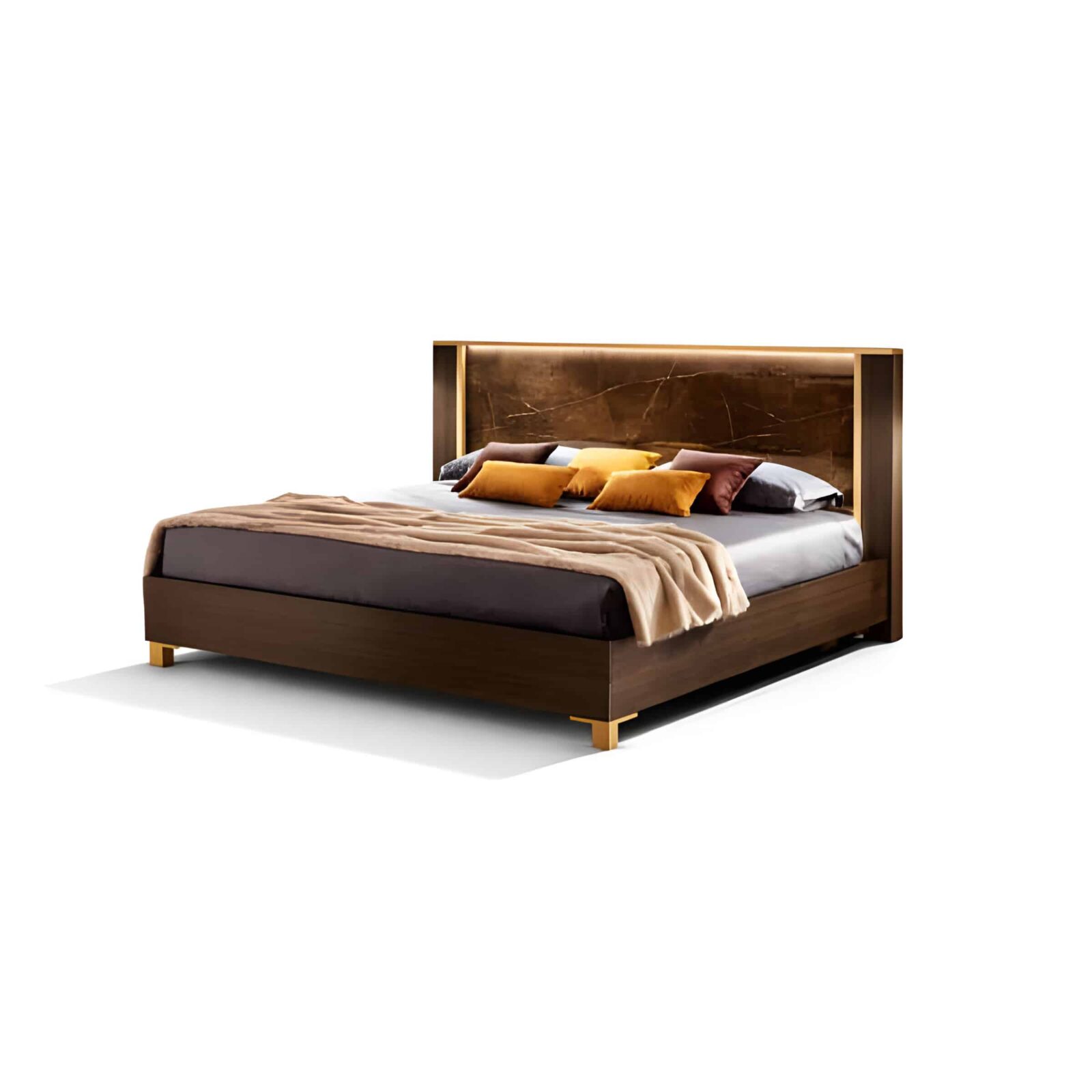Bedroom Bed and Nightstand Set presented in a cozy bedroom with smart side perspective