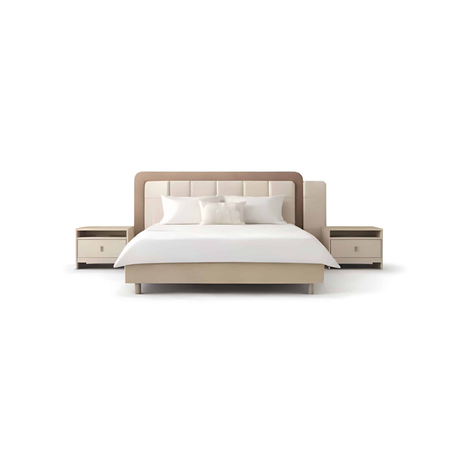 Bedroom Bed and Nightstand Set presented in a premium bedroom with elegant side perspective