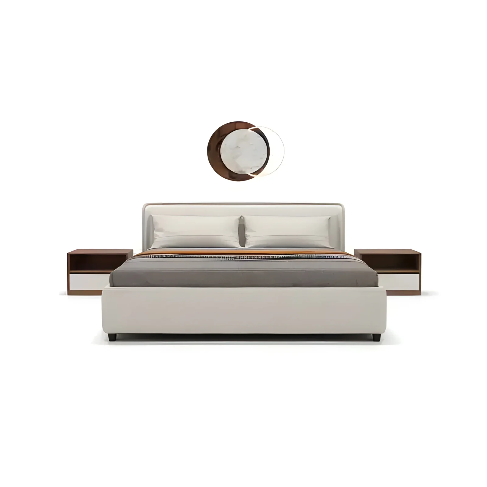 Bedroom Bed and Nightstand Set presented in a premium bedroom with polished wide perspective