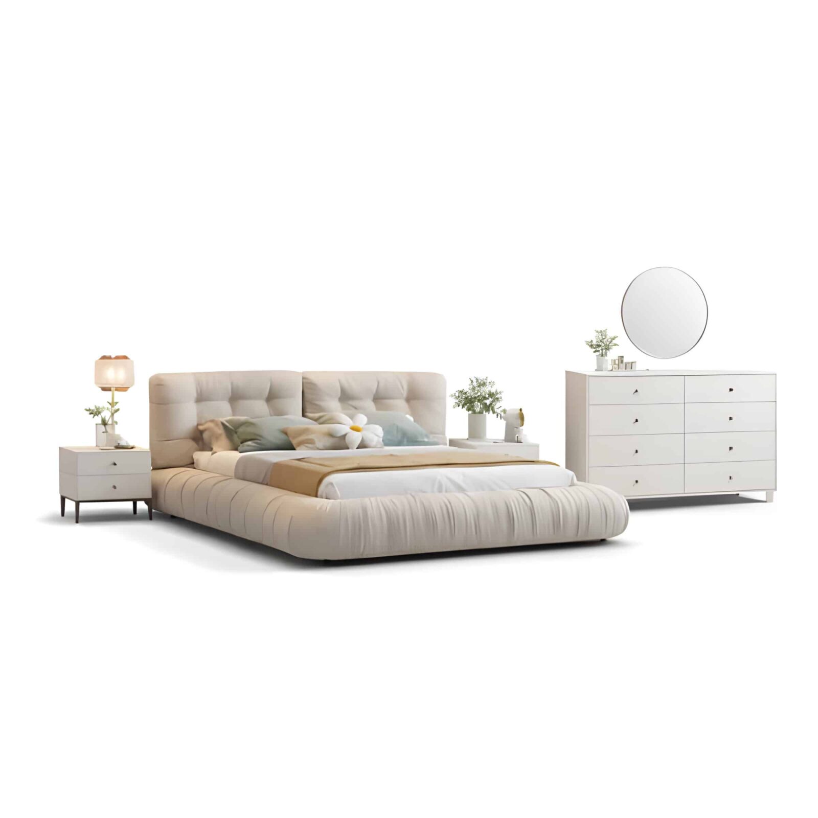Oro Bedroom Set side storage and bedroom layout
