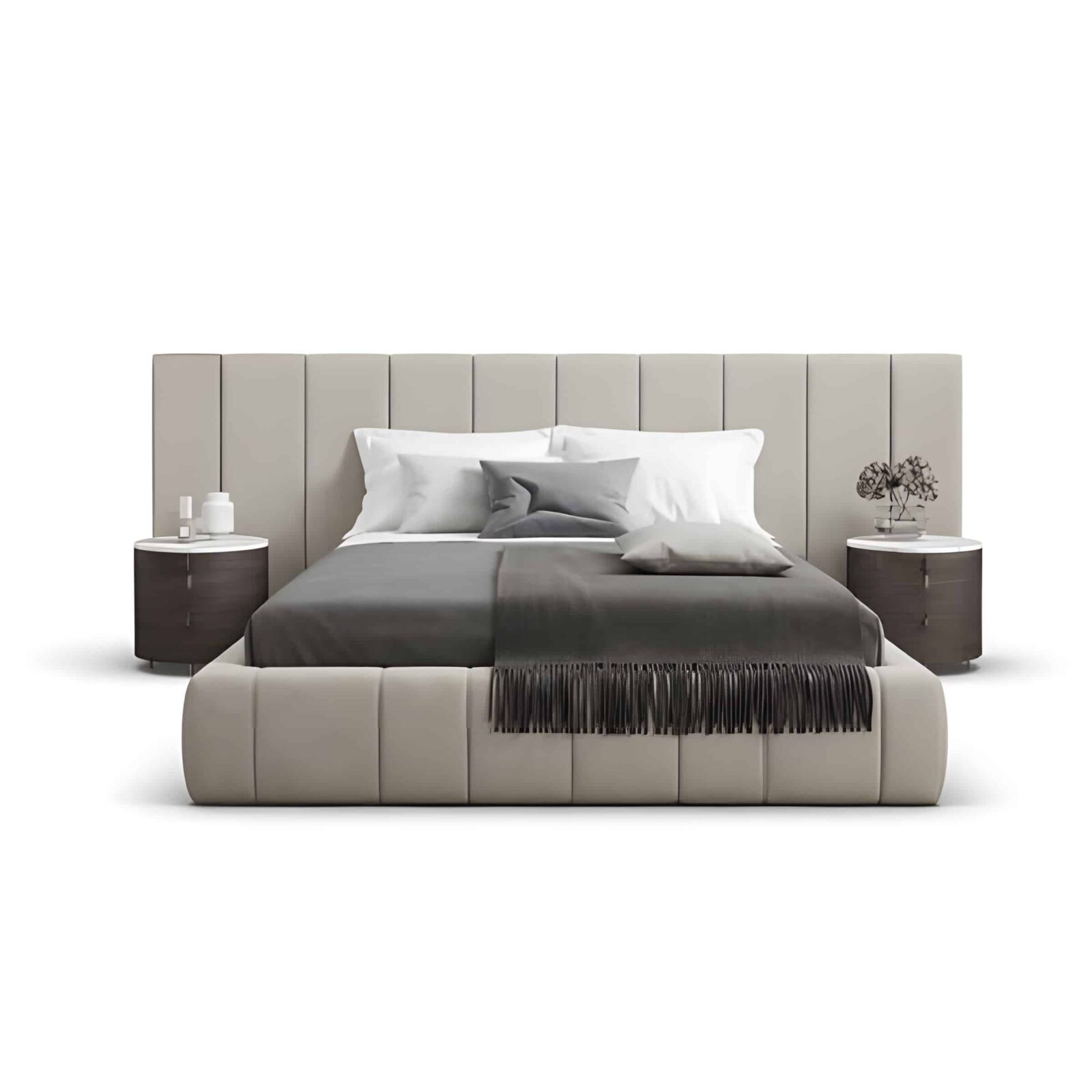 Bedroom Bed and Nightstand Set presented in a refined bedroom with clean detail perspective