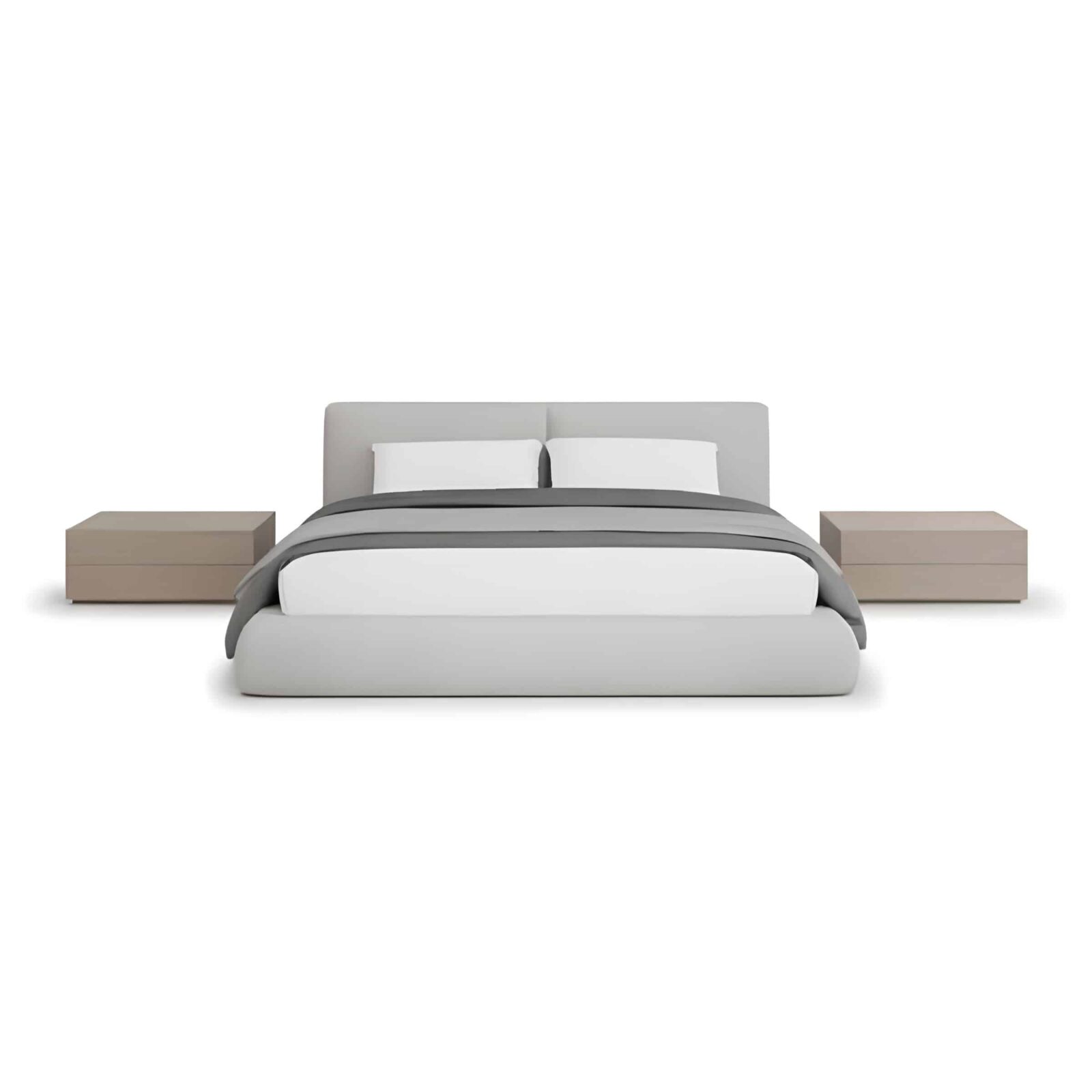 Bedroom Bed and Nightstand Set presented in a modern bedroom with graceful interior perspective