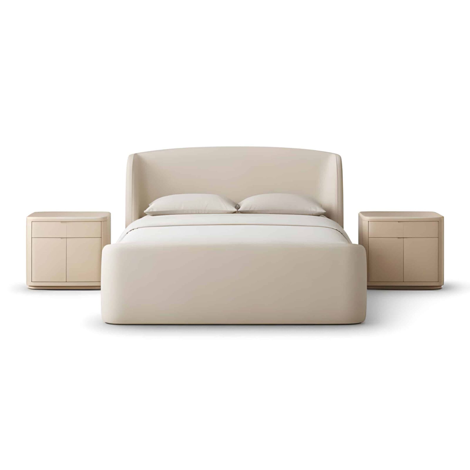 Bedroom Bed and Nightstand Set presented in a modern bedroom with graceful home perspective