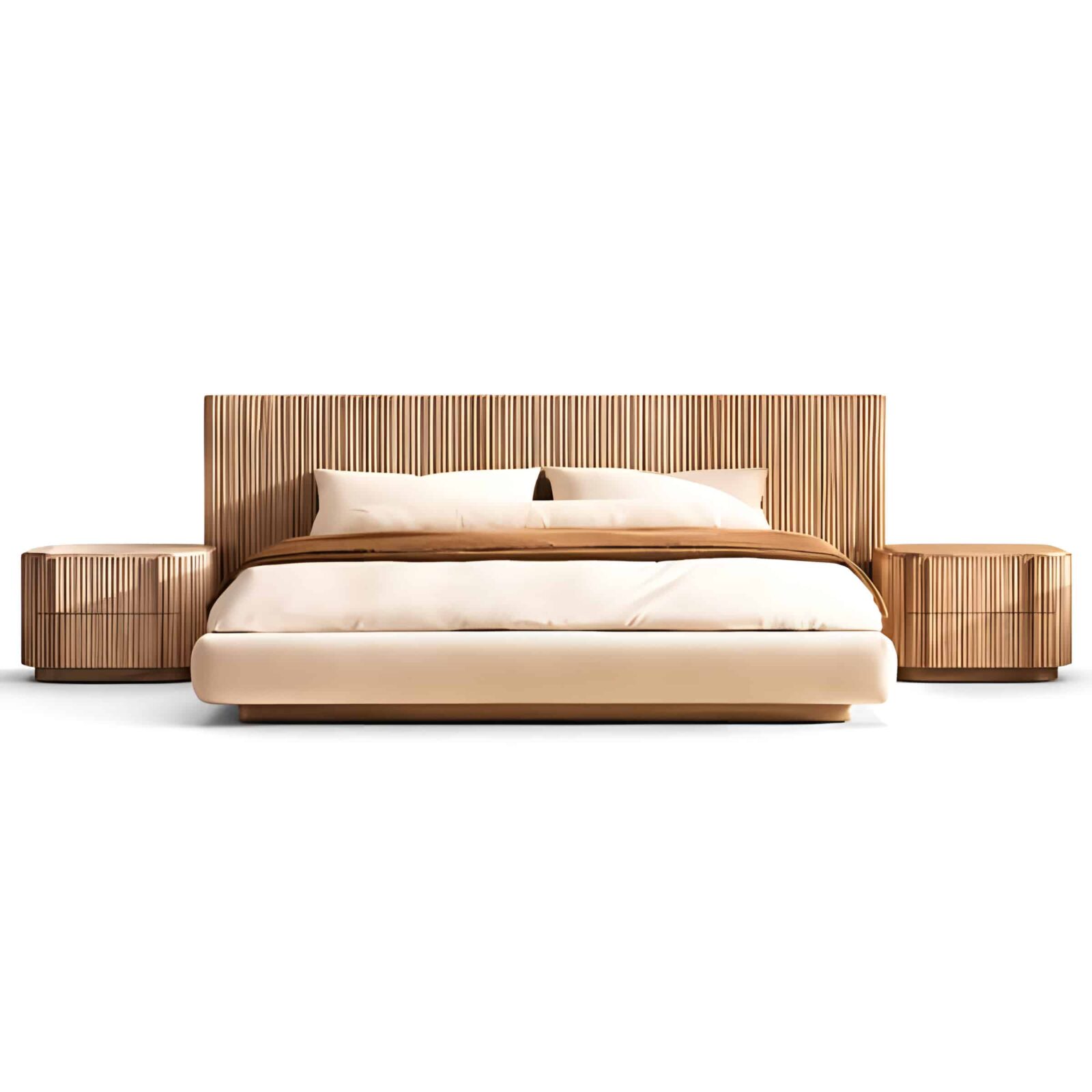 Bedroom Bed and Nightstand Set presented in a stylish bedroom with classic corner perspective