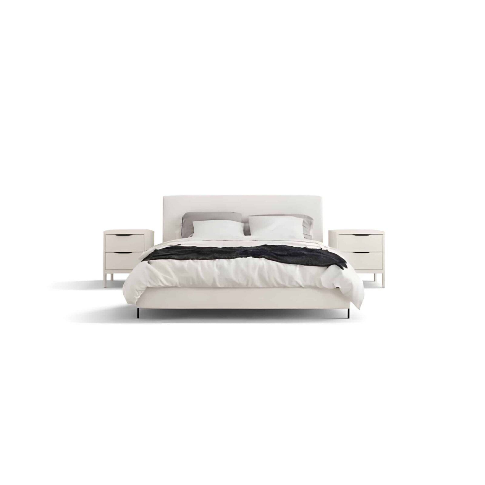 Bedroom Bed and Nightstand Set presented in a classic bedroom with airy corner perspective