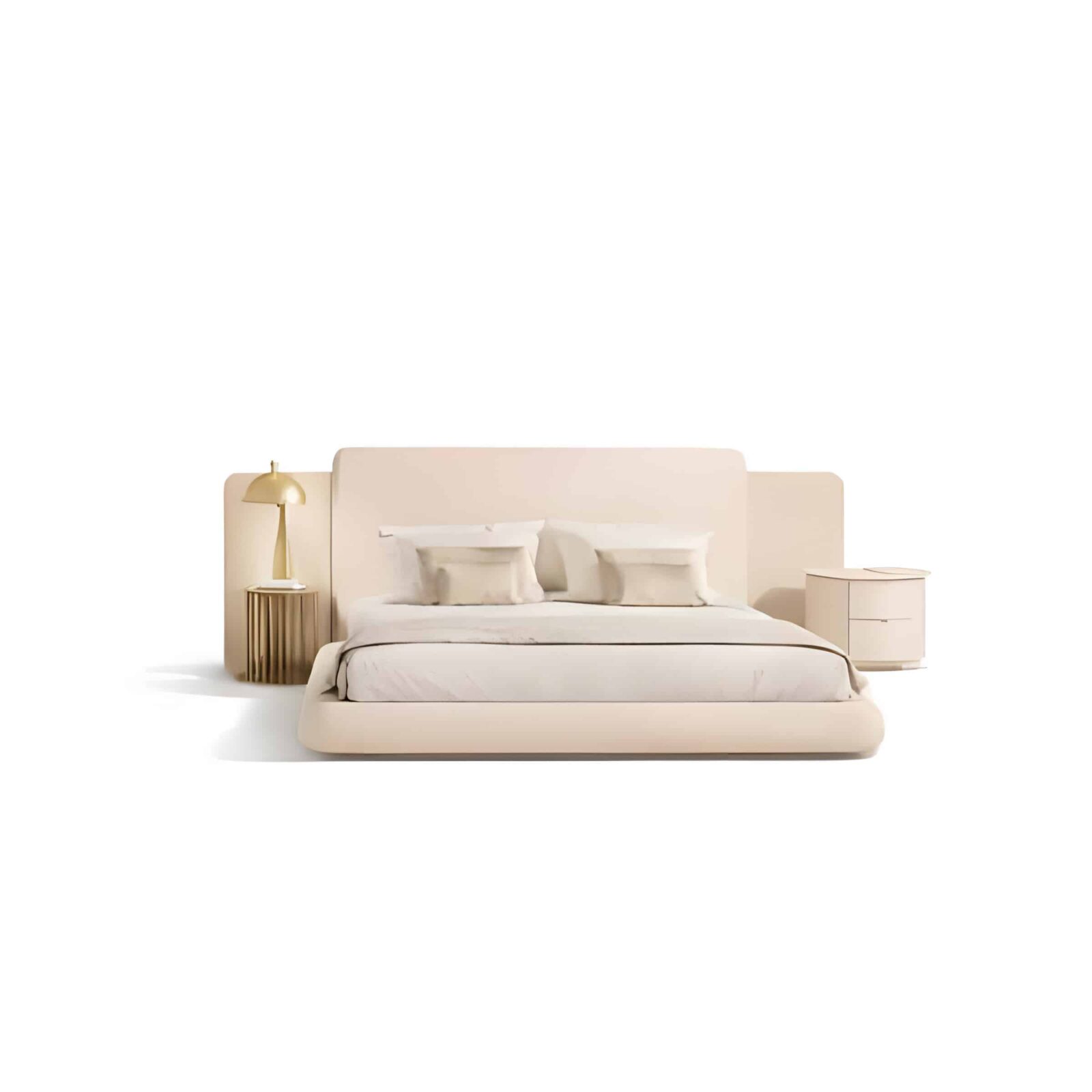 Bedroom Bed and Nightstand Set presented in a cozy bedroom with smart detail perspective with a clear product perspective