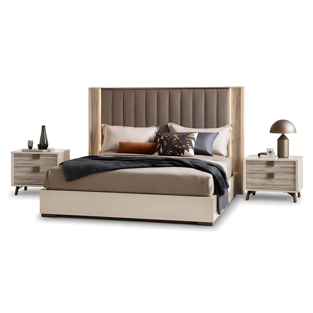Xiro Bed and Nightstand Set