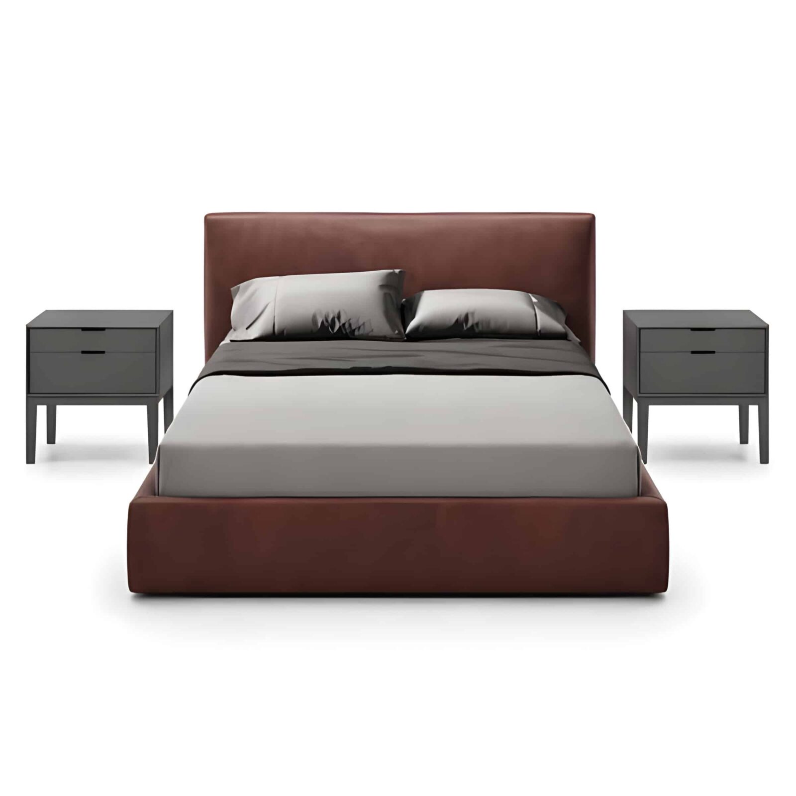 Bedroom Bed and Nightstand Set presented in a cozy bedroom with smart home perspective