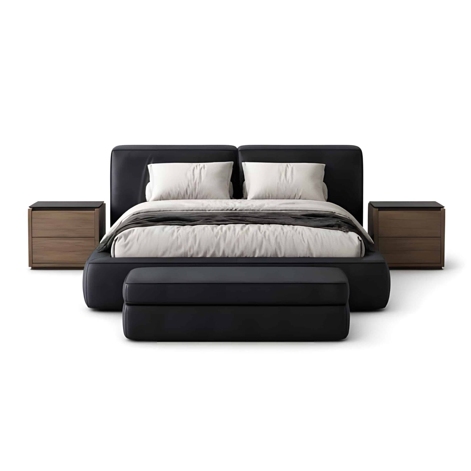 Bedroom Bed and Nightstand Set presented in a stylish bedroom with classic detail perspective with a clear product perspective