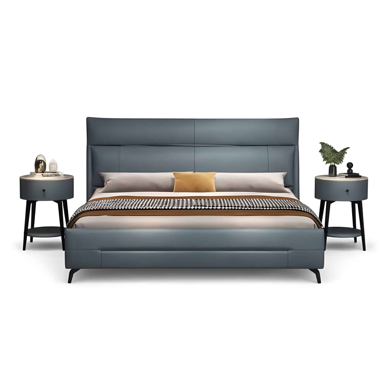 Lavi Bed and Nightstand Set presented in a comfortable bedroom with full furniture scene