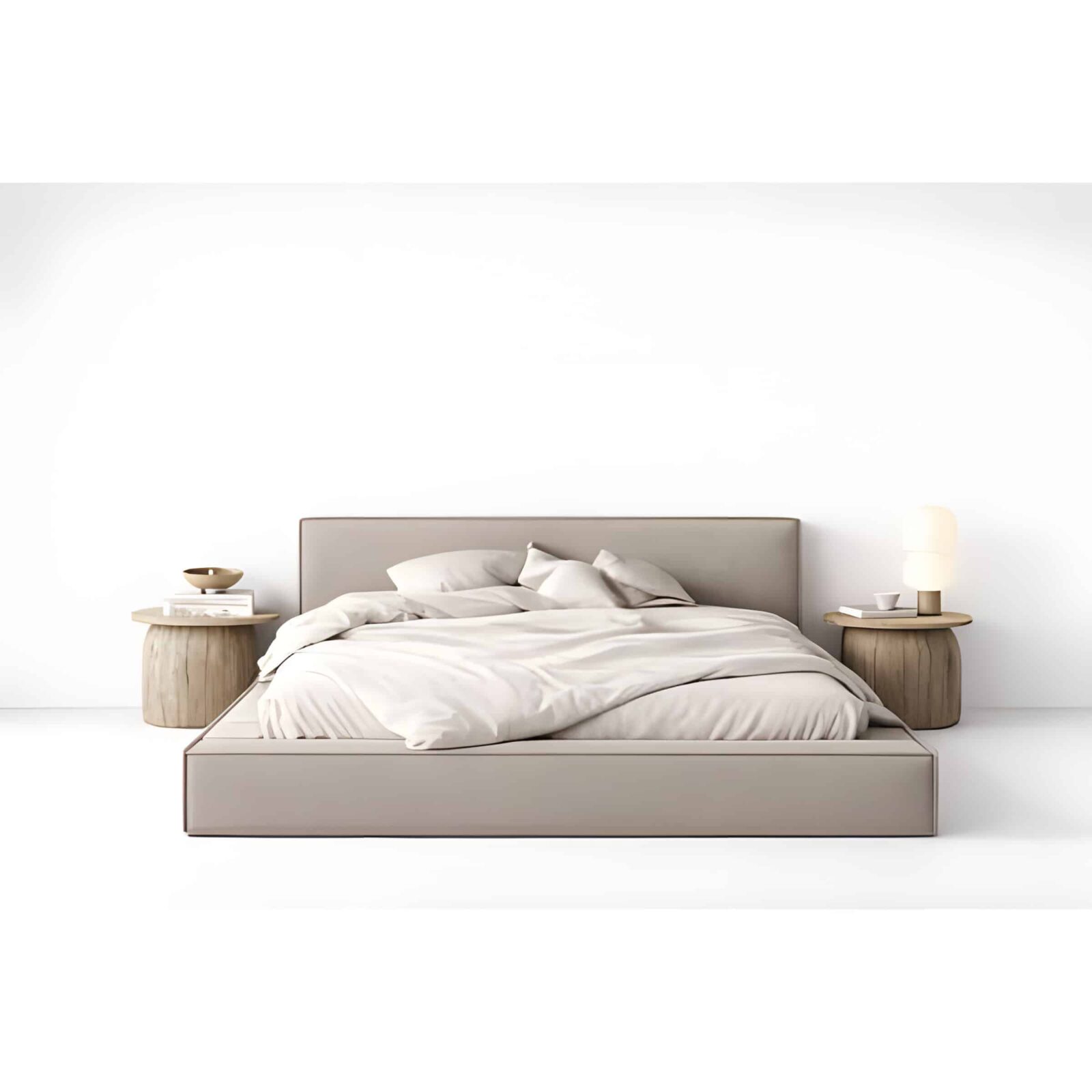 Bedroom Bed and Nightstand Set presented in a elegant bedroom with inviting showroom perspective