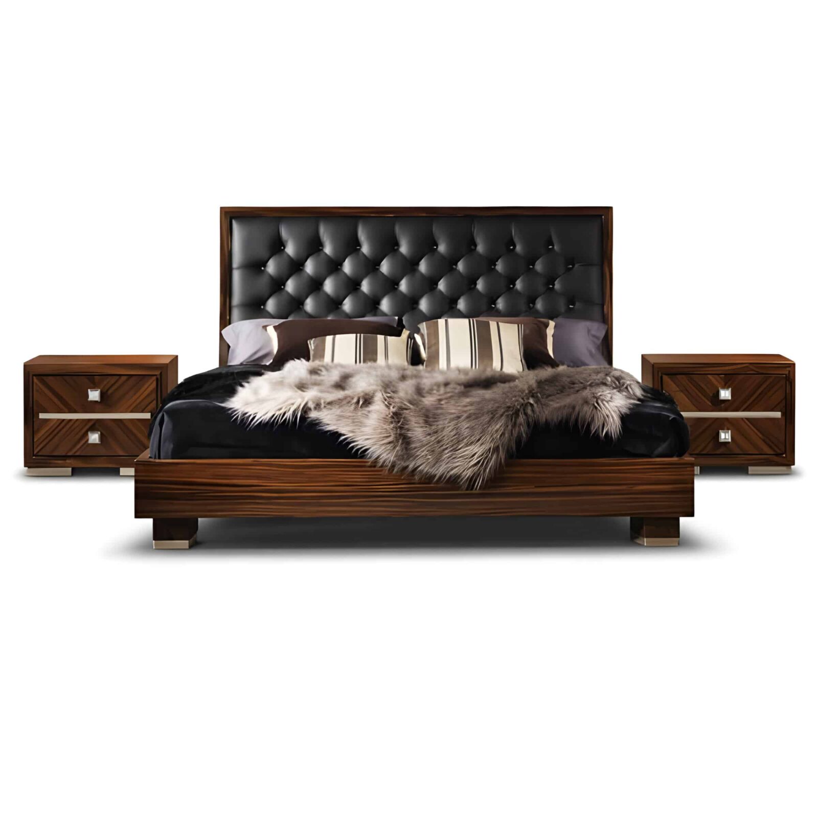 Bedroom Bed and Nightstand Set presented in a stylish bedroom with classic room perspective