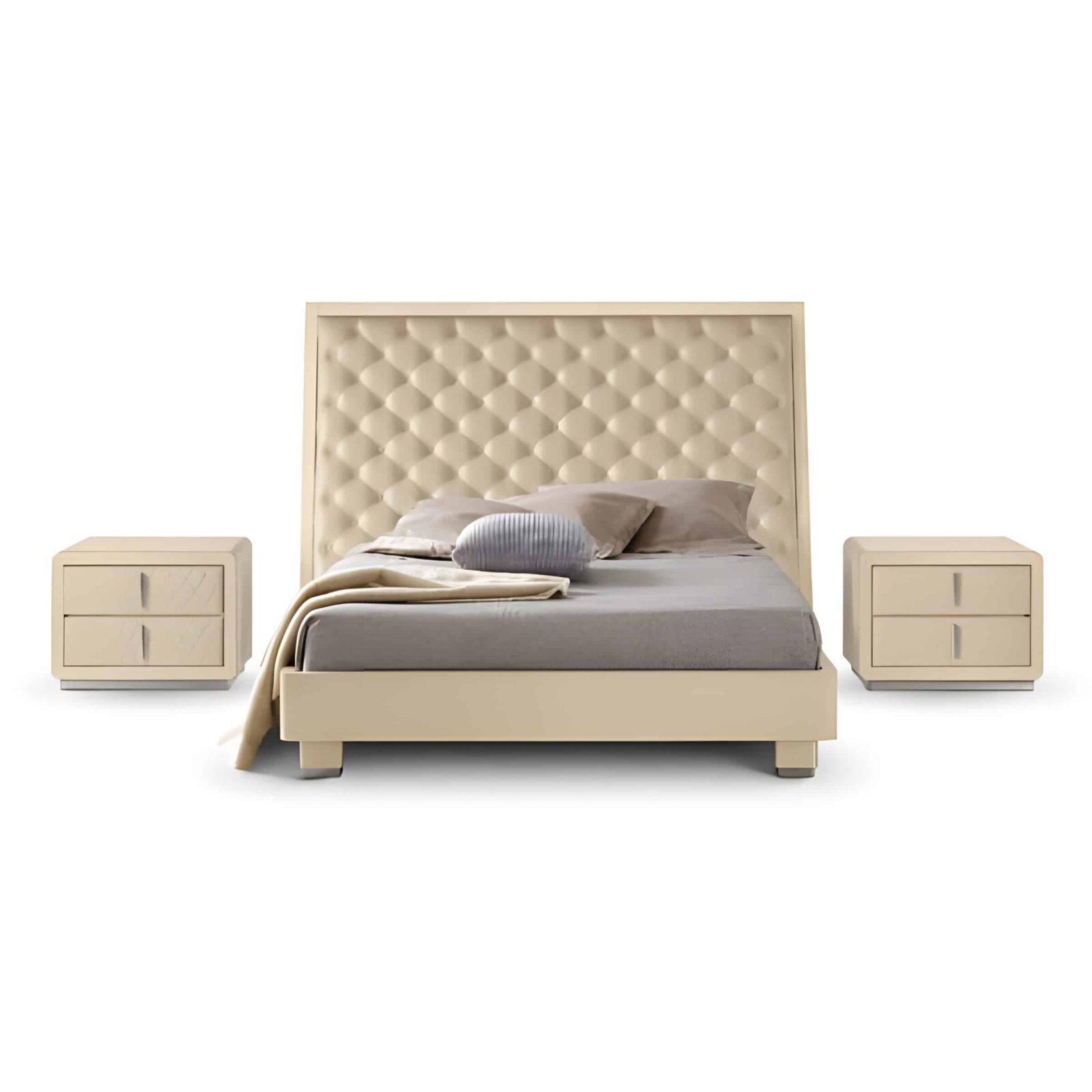 Bedroom Bed and Nightstand Set presented in a premium bedroom with polished interior perspective