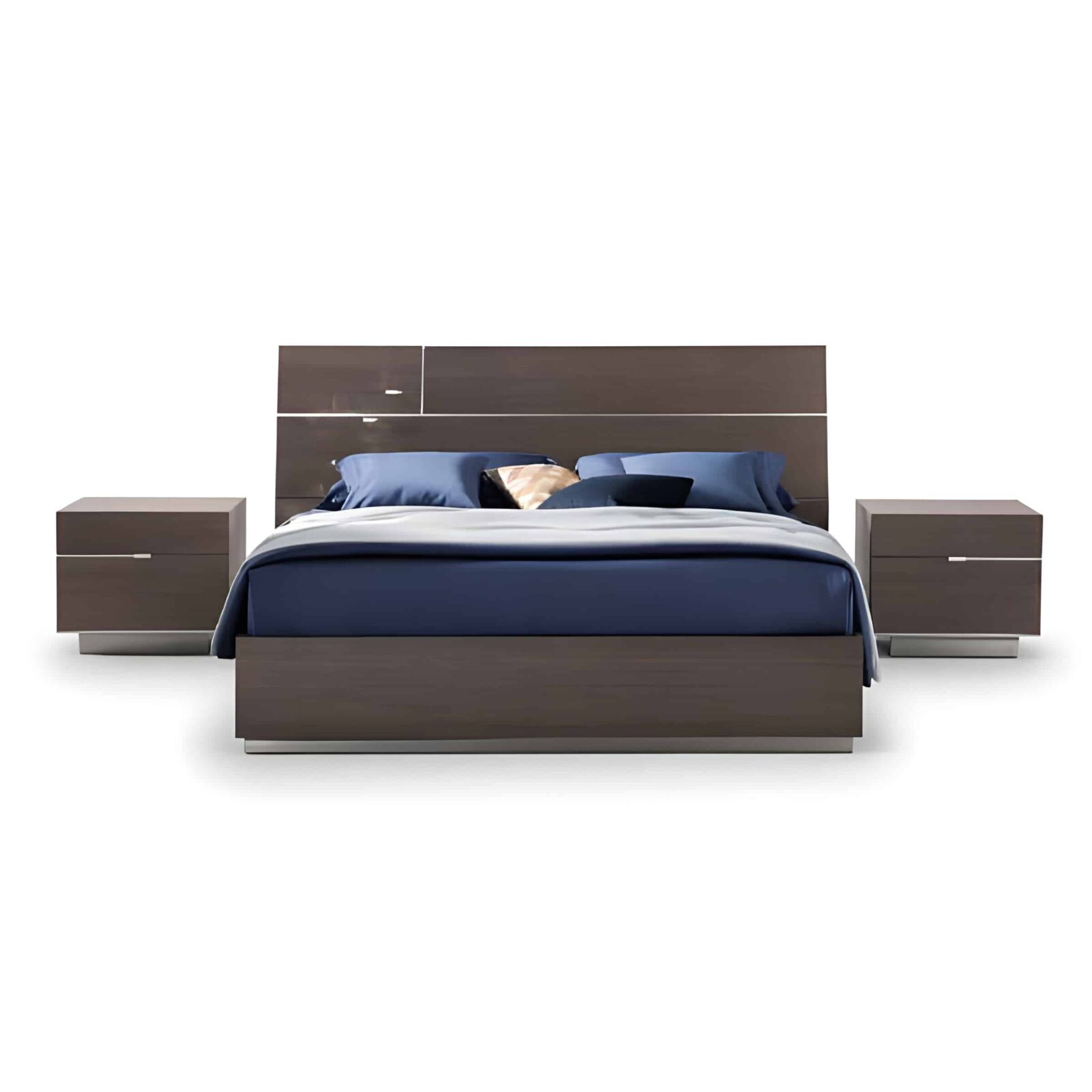 Bedroom Bed and Nightstand Set presented in a clean bedroom with sleek interior perspective