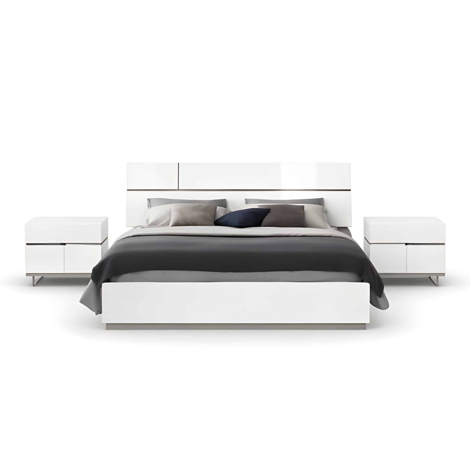Bedroom Bed and Nightstand Set presented in a refined bedroom with clean interior perspective
