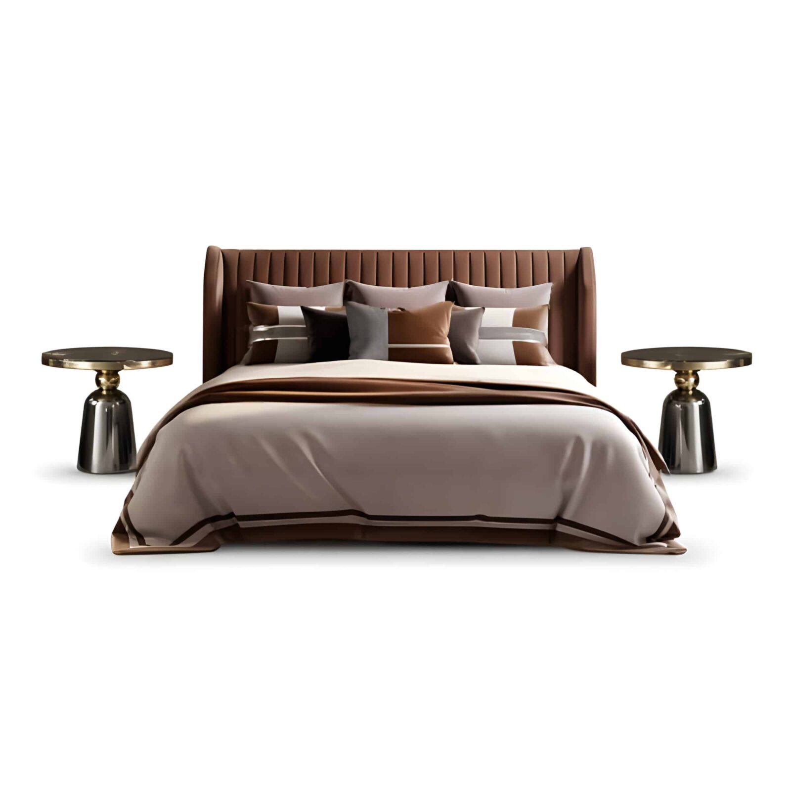 Bedroom Bed and Nightstand Set presented in a refined bedroom with clean home perspective
