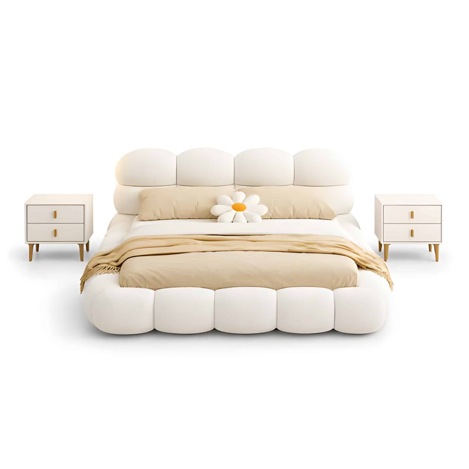 Bedroom Bed and Nightstand Set presented in a refined bedroom with clean furniture perspective