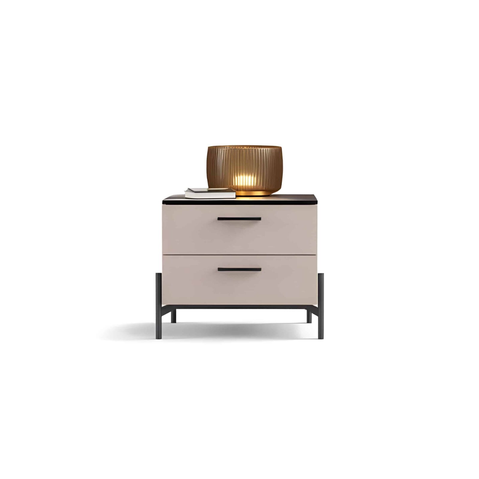 Bedroom Bed and Nightstand Set presented in a classic bedroom with airy wide perspective