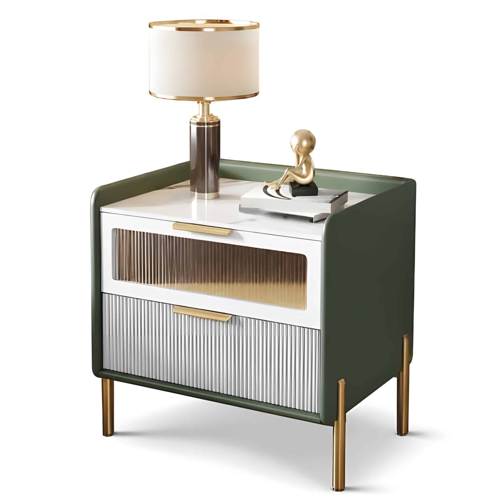 Celo Nightstand Set in timeless storage display