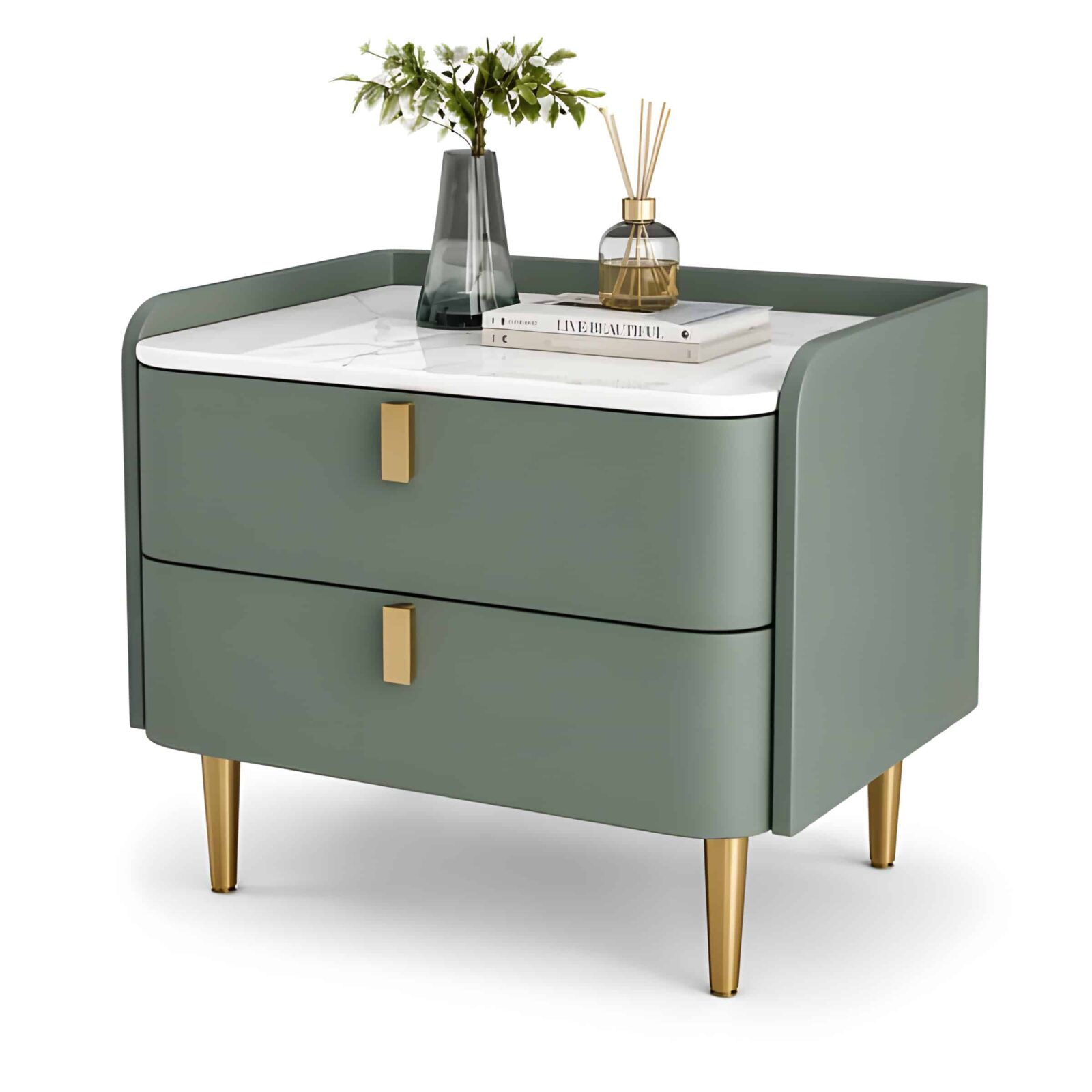Sole Nightstand Set in smooth side storage view