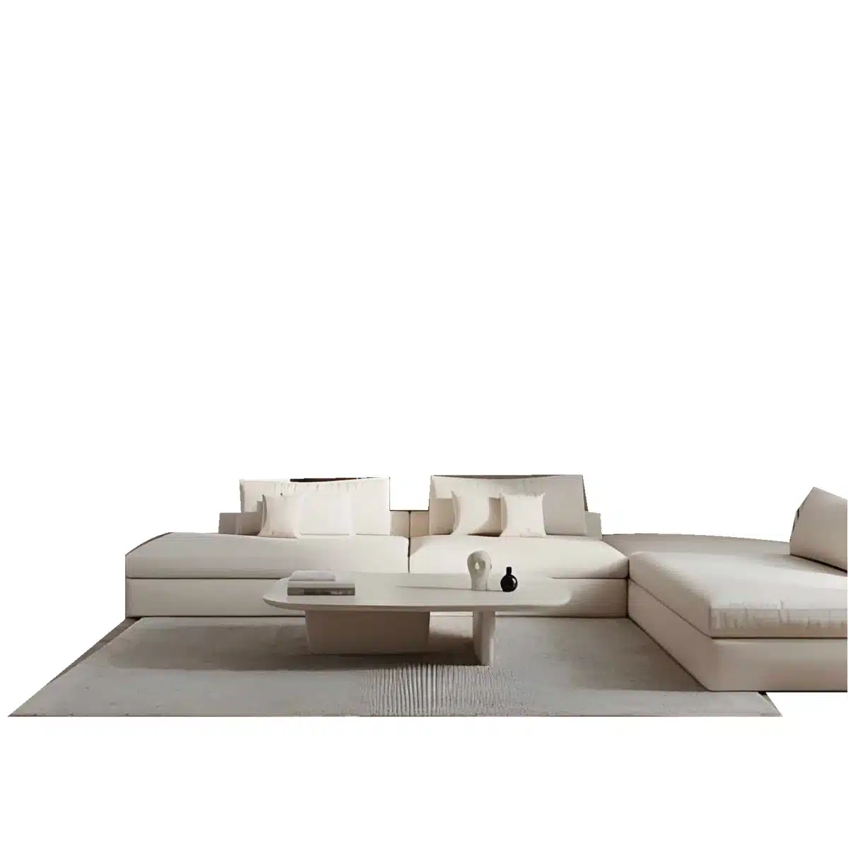 Jovia L Shape front view for modern L Shape living room furniture