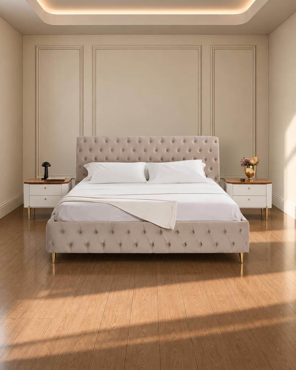 Evara Bed and Nightstand Set
