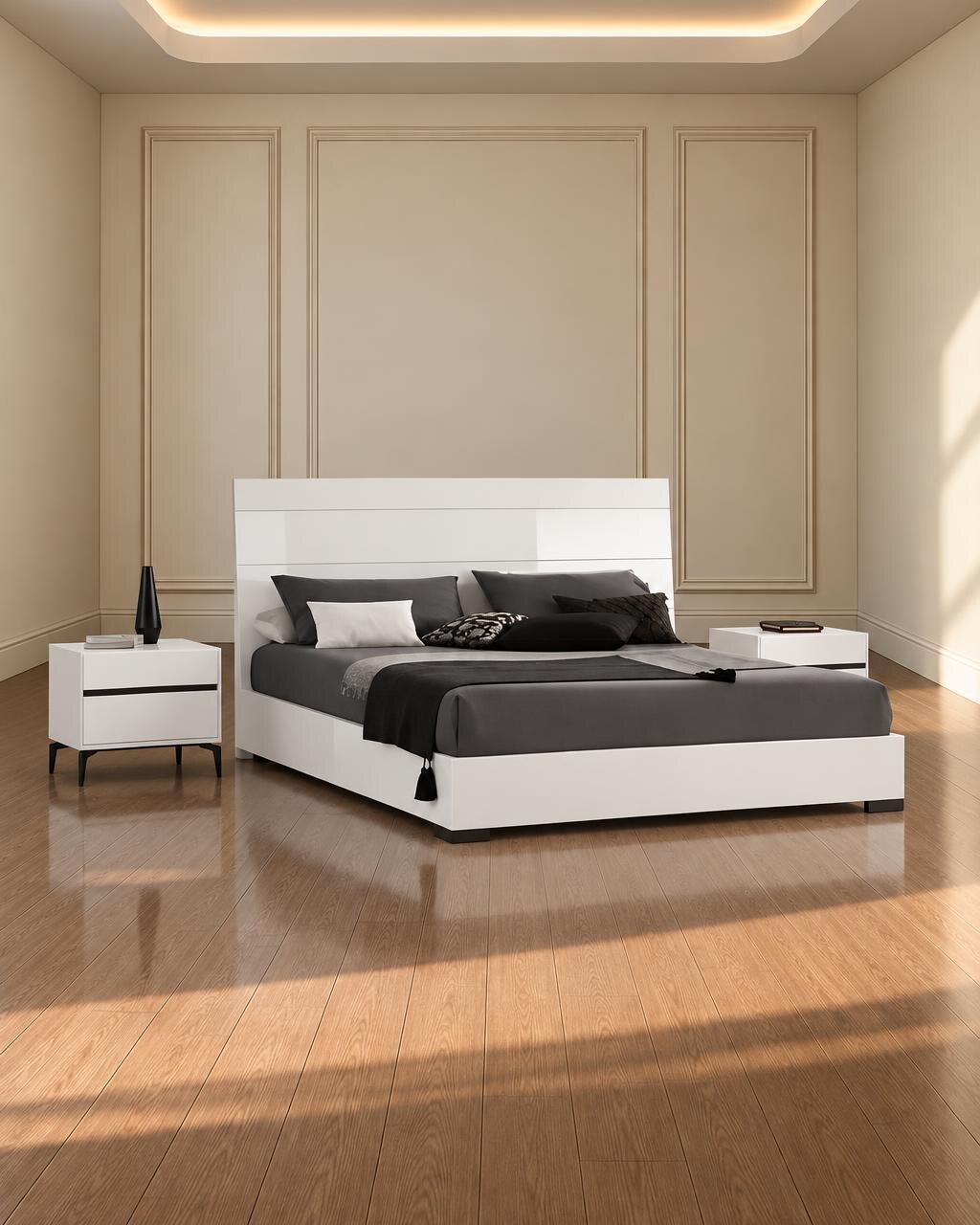 Meko Bed and Nightstand Set