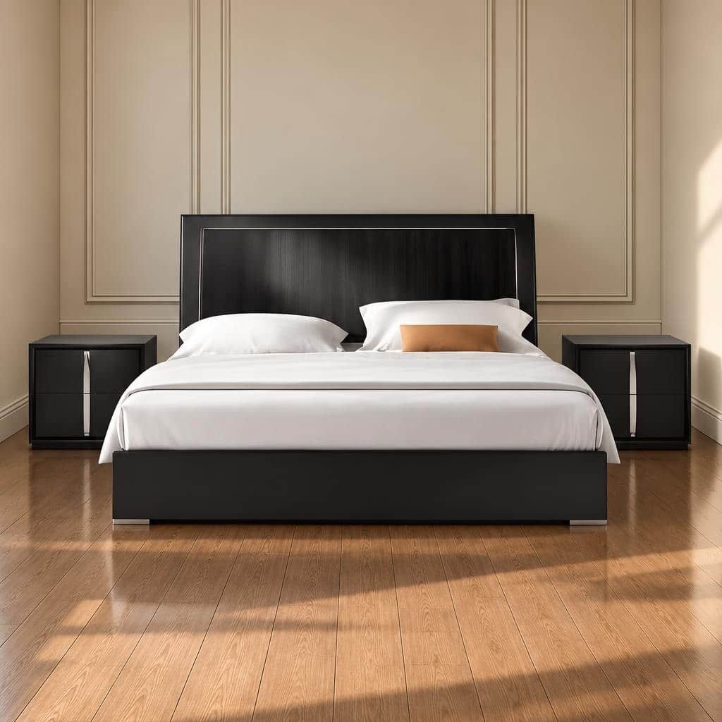 Bedroom Bed and Nightstand Set presented in a stylish bedroom with balanced furniture perspective