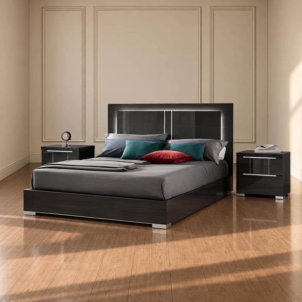 Bedroom Bed and Nightstand Set presented in a premium bedroom with polished lifestyle perspective
