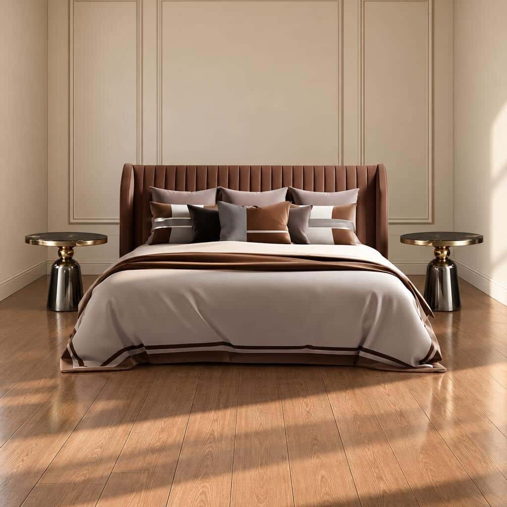 Bedroom Bed and Nightstand Set presented in a refined bedroom with clean home perspective