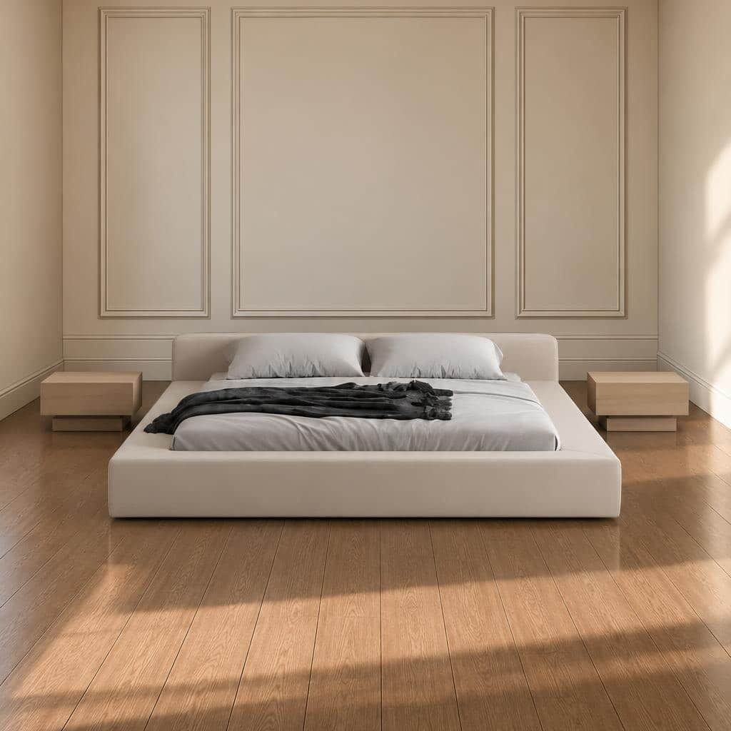 Bedroom Bed and Nightstand Set presented in a elegant bedroom with modern interior perspective