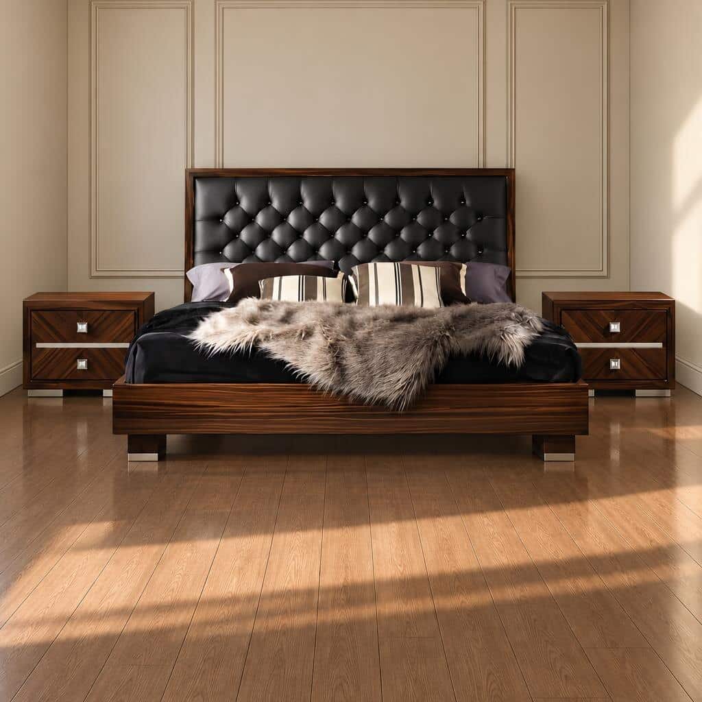 Bedroom Bed and Nightstand Set presented in a stylish bedroom with classic room perspective