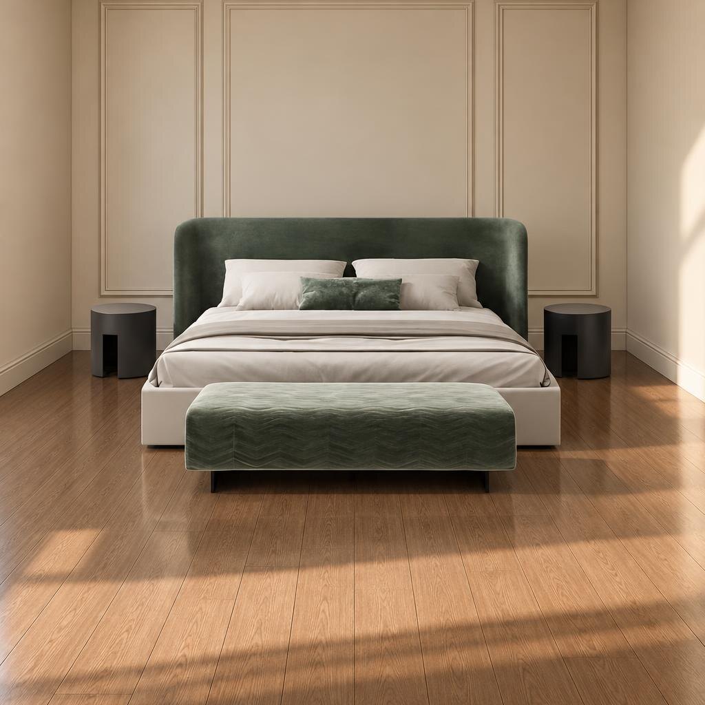 Bedroom Bed and Nightstand Set presented in a elegant bedroom with modern lifestyle perspective