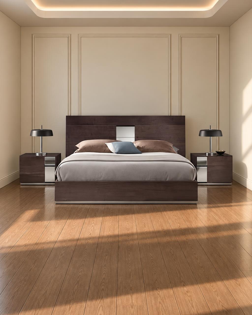 Raxa Bed and Nightstand Set