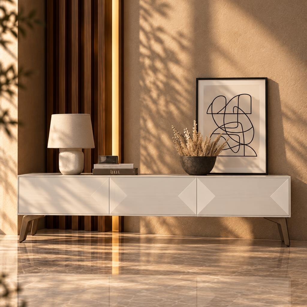 Rhea Buffet Bed Set styled setting for modern bedroom furniture