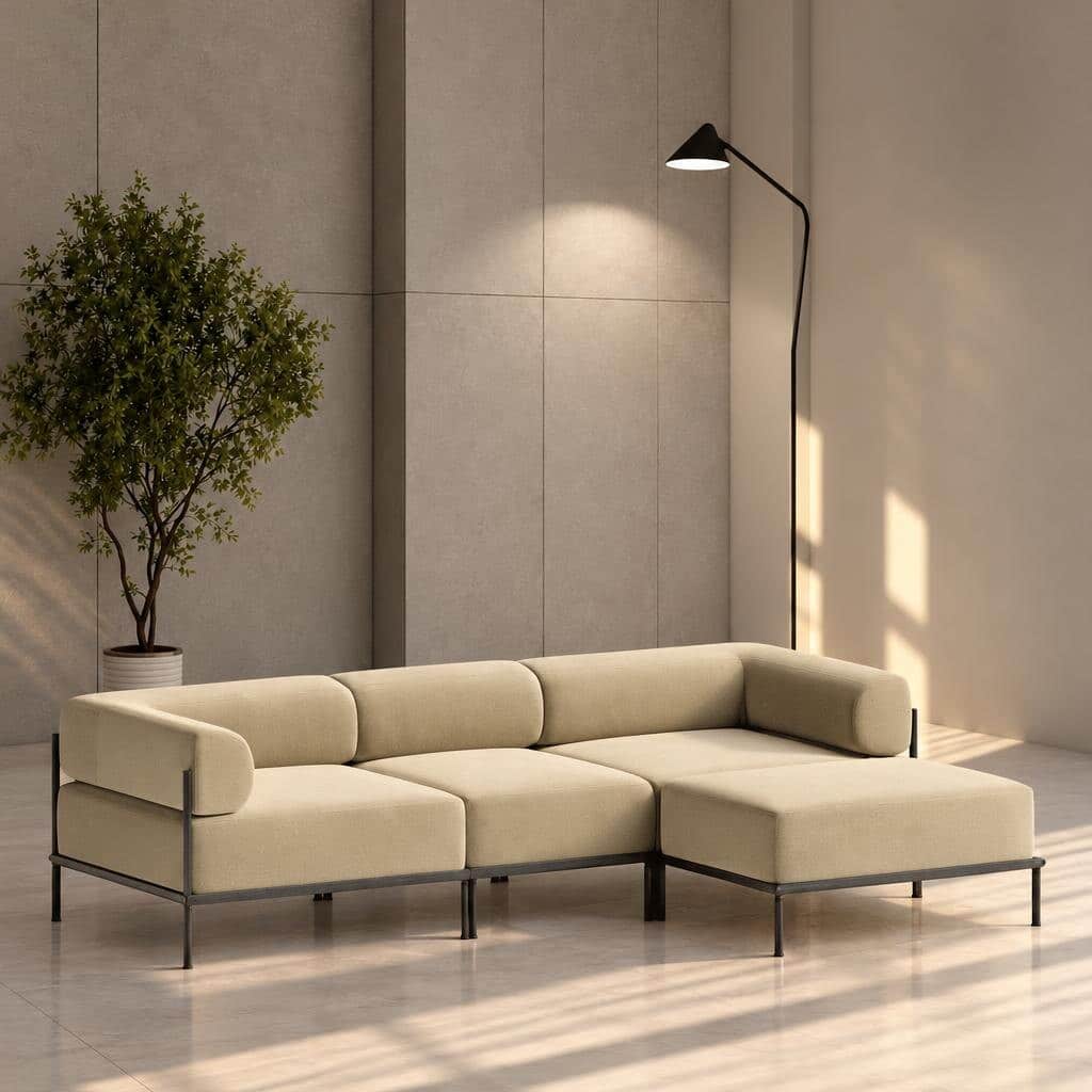 Sira L Shape front view for modern L Shape living room furniture