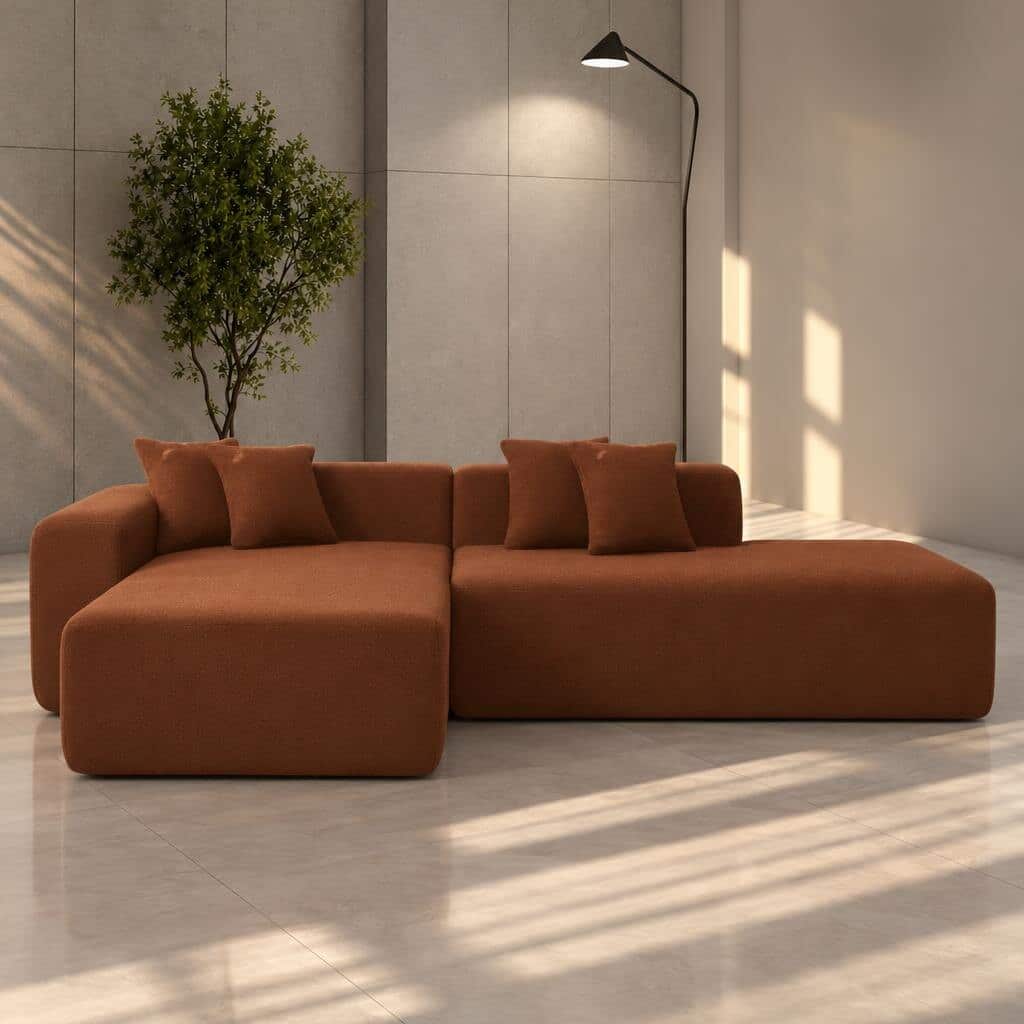 Rina L Shape front view for modern L Shape living room furniture