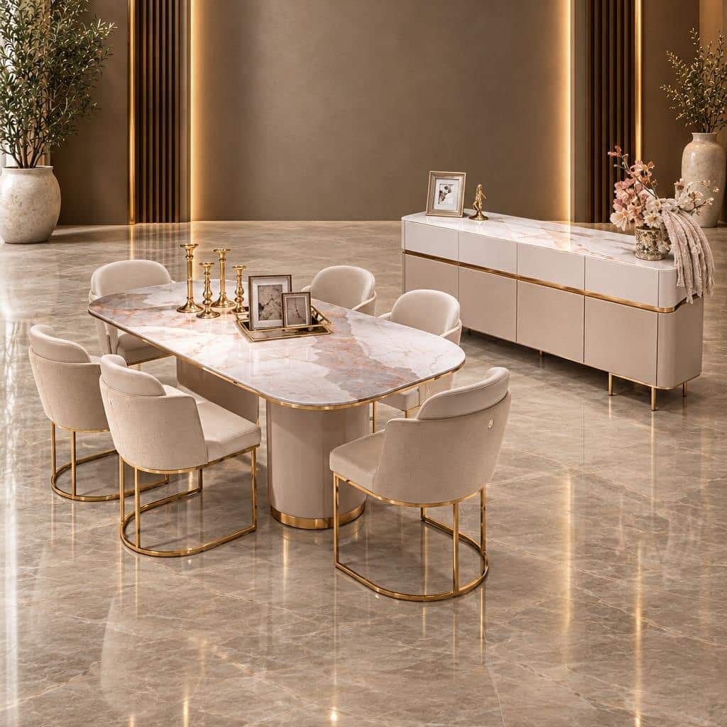 Elvia Dining Room Set main view for elegant dining spaces