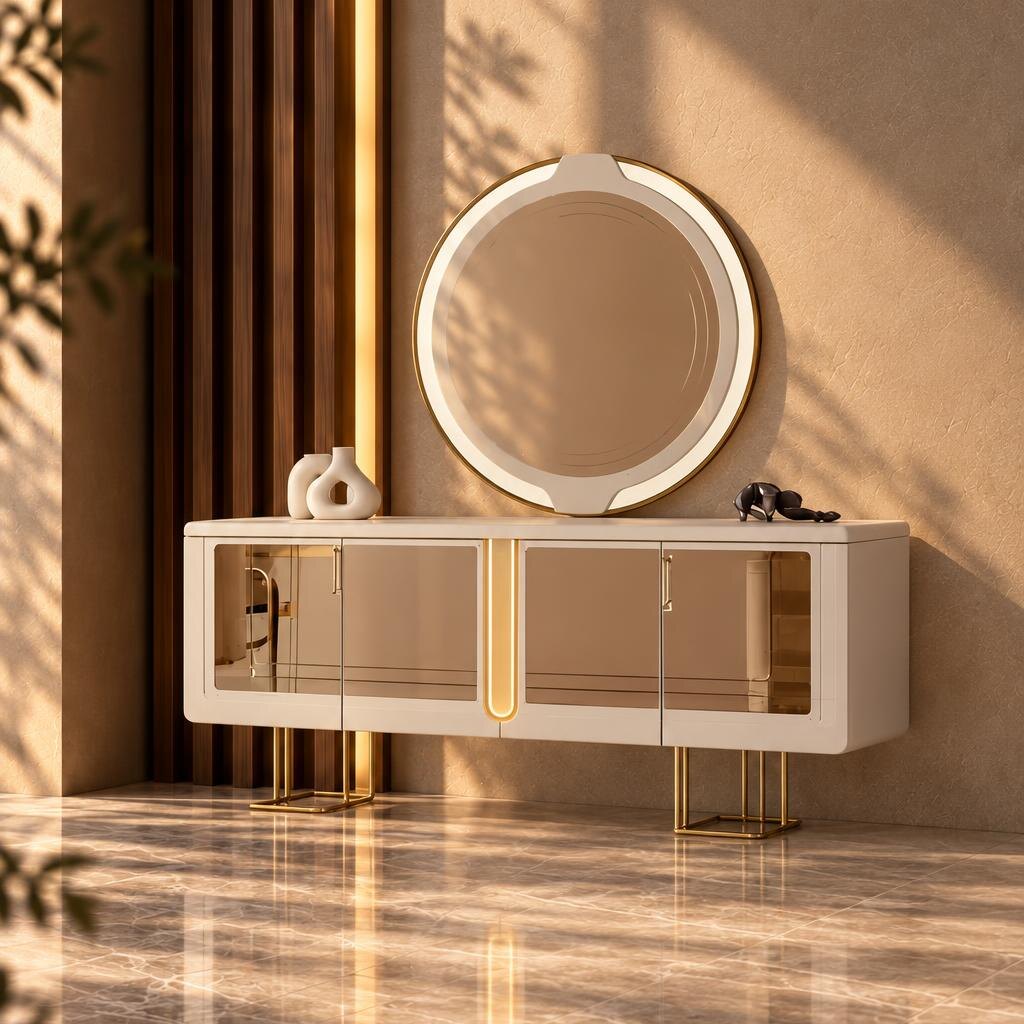 Romel Buffet presented from a side profile for home interiors