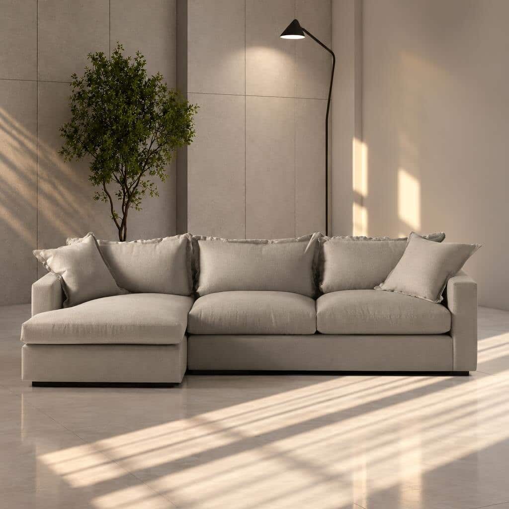 Kryos L Shape front view for modern L Shape living room furniture