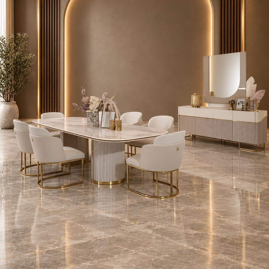 Delya Dining Room Set main view for elegant dining spaces