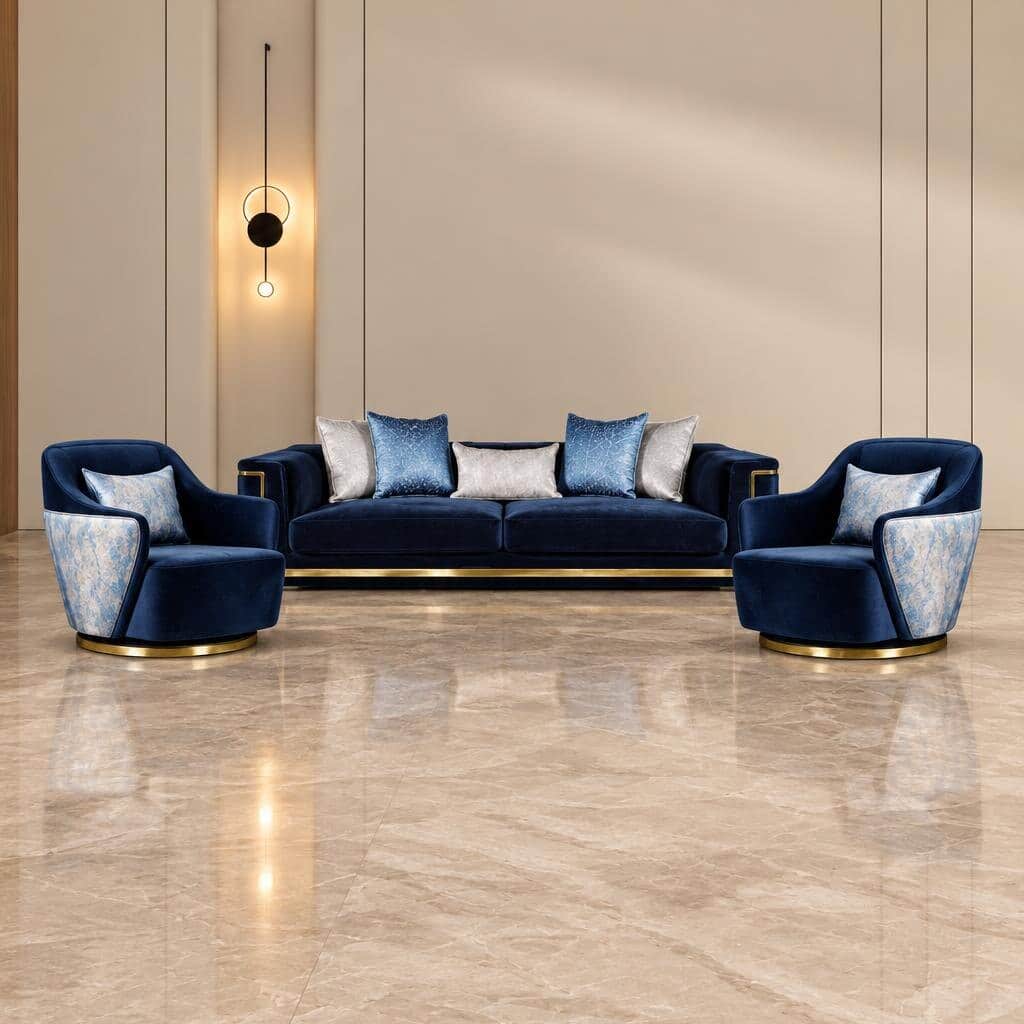 Cyan Living Room Set decor view for clean contemporary interiors