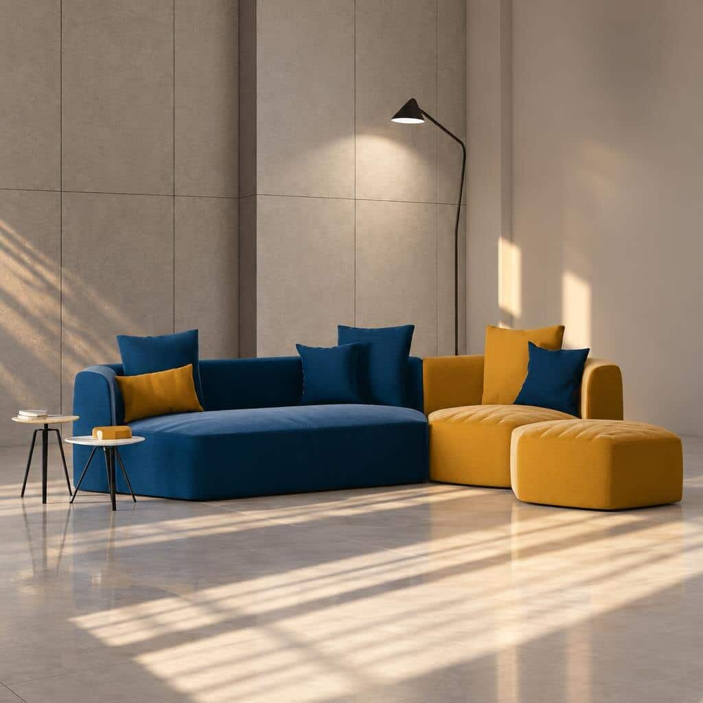 Zeton L Shape front view for modern L Shape living room furniture