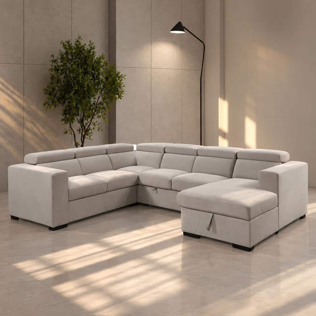 Rumi L Shape front view for modern L Shape living room furniture