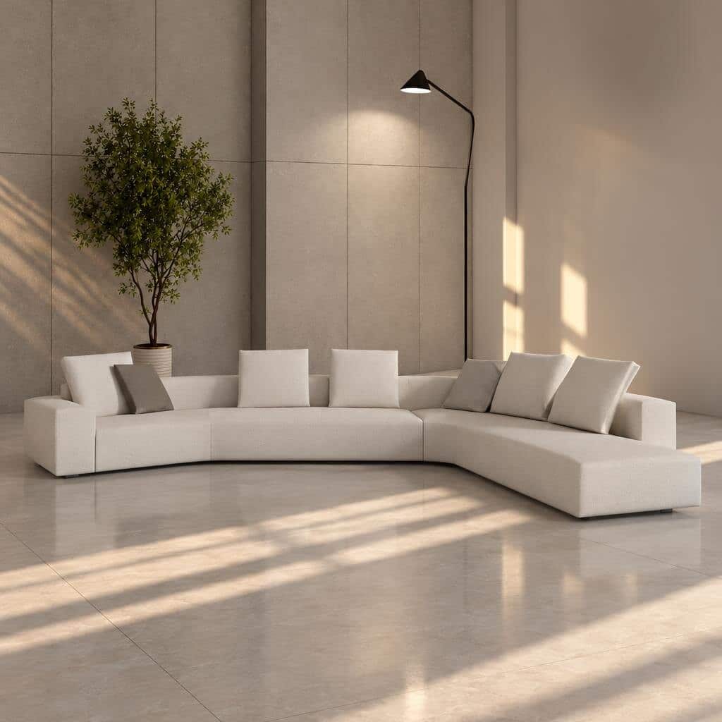 Remi L Shape front view for modern L Shape living room furniture