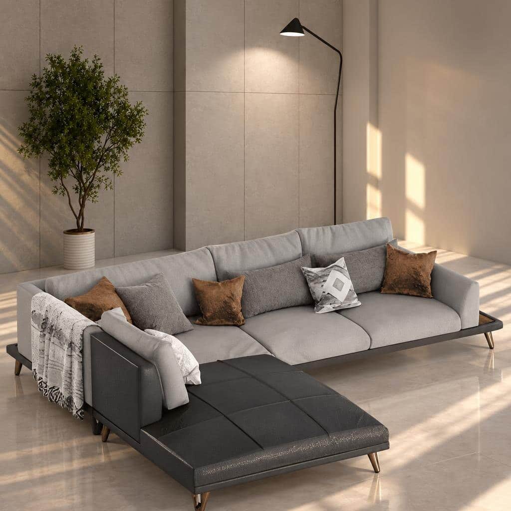 Rivi L Shape front view for modern L Shape living room furniture