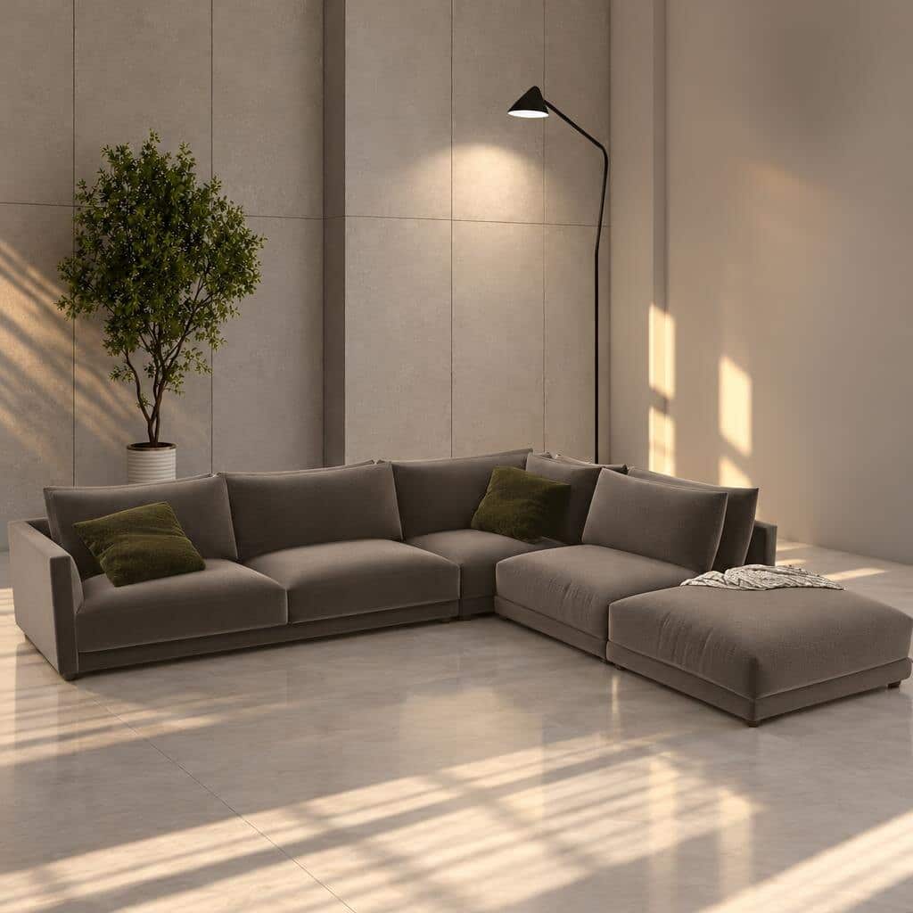 Tiva L Shape front view for modern L Shape living room furniture